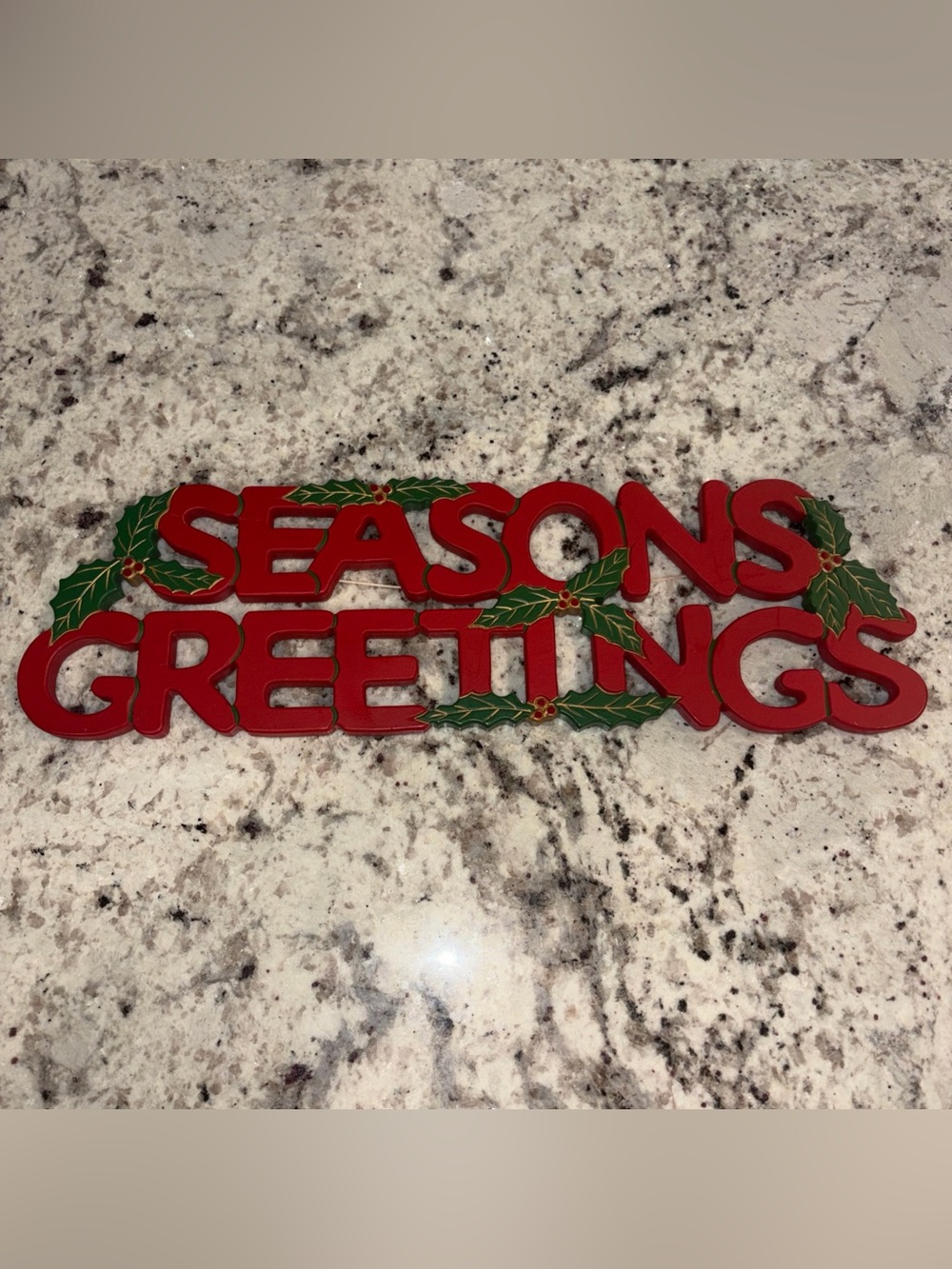 VTG Season's Greetings Wood Wall Hanging Santa’s World Kurt S. Adler Holiday